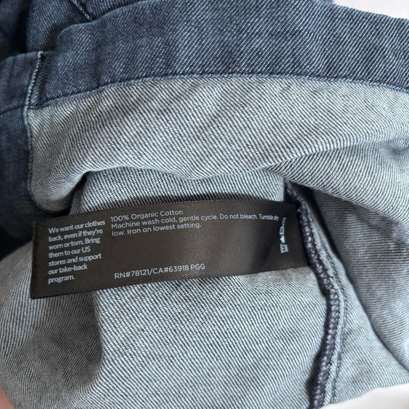 Eileen Fisher Organic Cotton Twill Jacket in Denim Blue Oversized Top | Size L - Picture 6 of 7